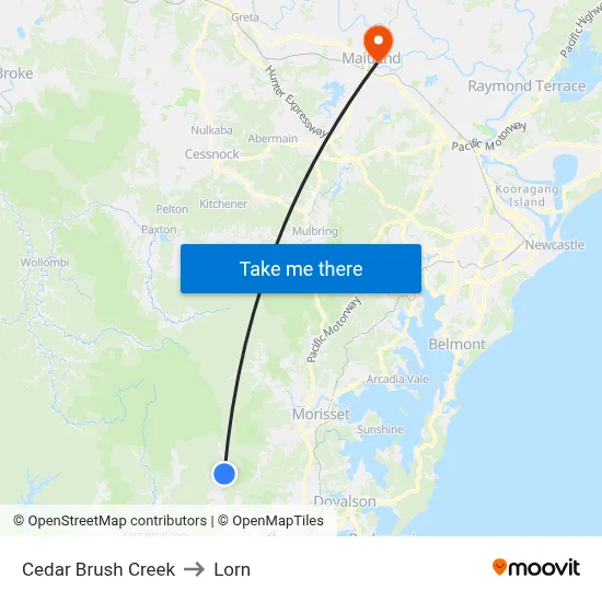 Cedar Brush Creek to Lorn map
