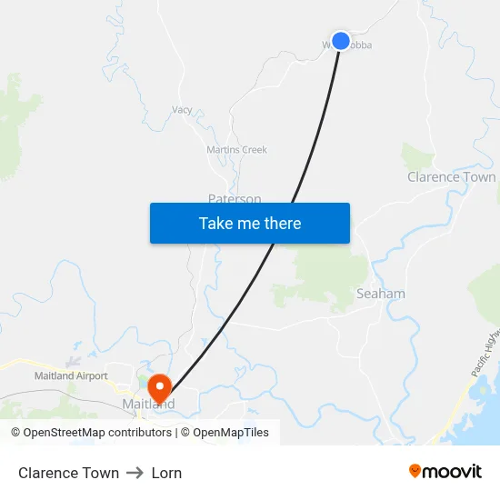 Clarence Town to Lorn map