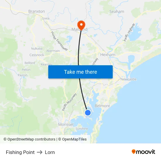 Fishing Point to Lorn map