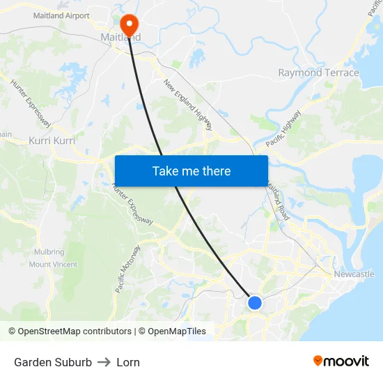 Garden Suburb to Lorn map