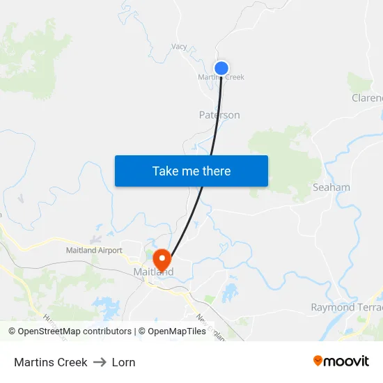 Martins Creek to Lorn map