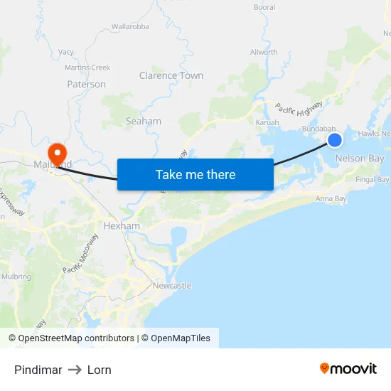 Pindimar to Lorn map