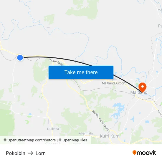 Pokolbin to Lorn map