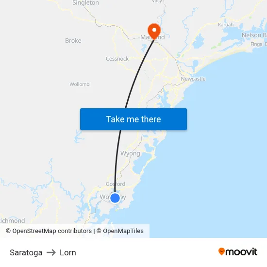 Saratoga to Lorn map