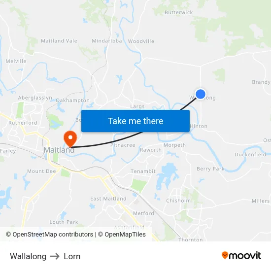 Wallalong to Lorn map