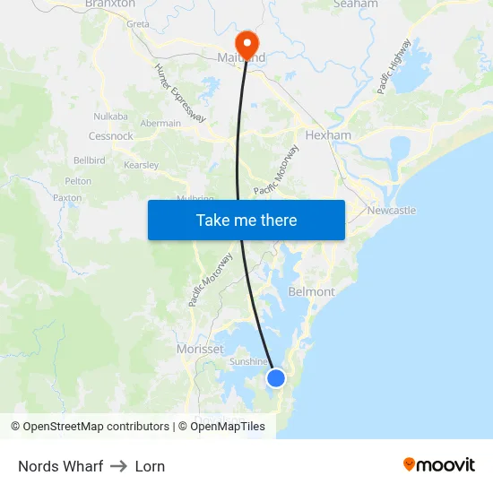 Nords Wharf to Lorn map