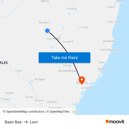 Baan Baa to Lorn map