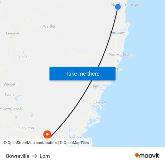 Bowraville to Lorn map
