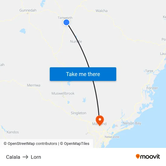 Calala to Lorn map