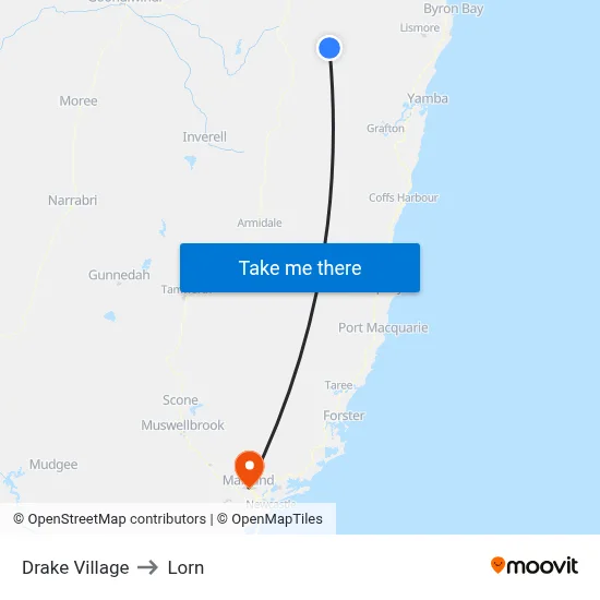 Drake Village to Lorn map