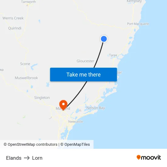 Elands to Lorn map