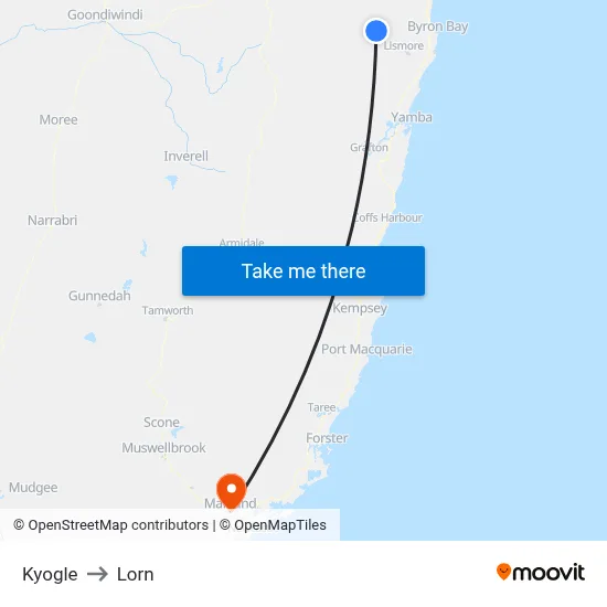 Kyogle to Lorn map