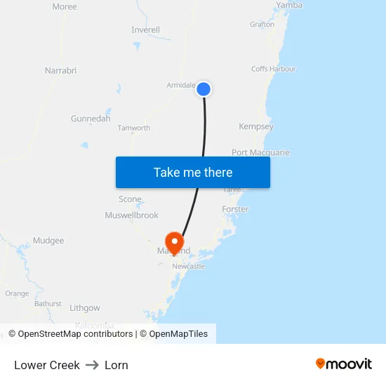 Lower Creek to Lorn map