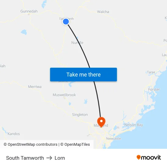 South Tamworth to Lorn map