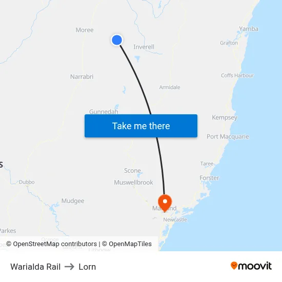 Warialda Rail to Lorn map