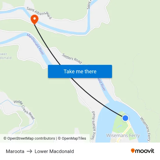 Maroota to Lower Macdonald map