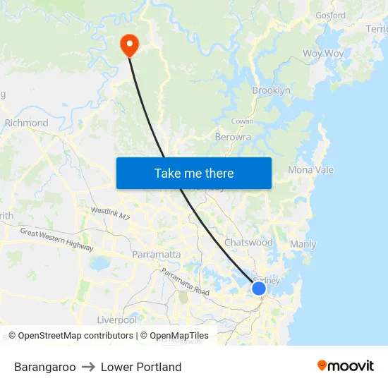Barangaroo to Lower Portland map