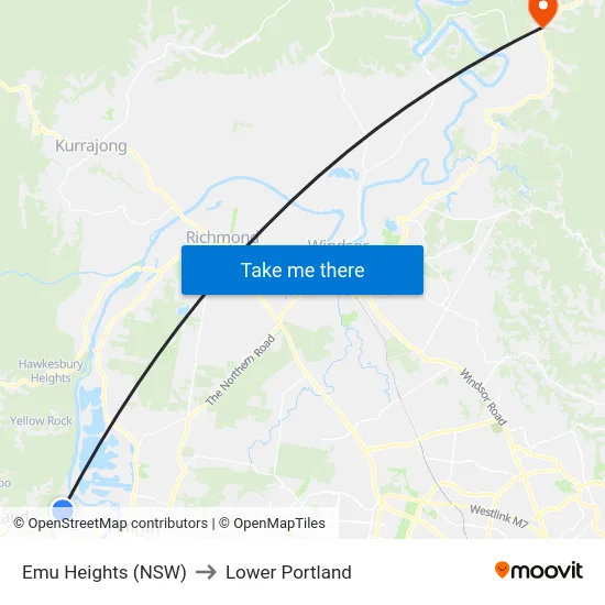 Emu Heights (NSW) to Lower Portland map