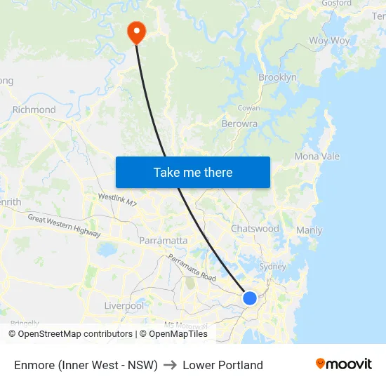 Enmore (Inner West - NSW) to Lower Portland map