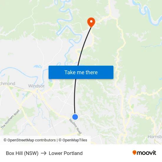 Box Hill (NSW) to Lower Portland map