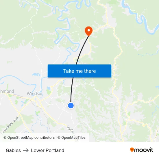 Gables to Lower Portland map