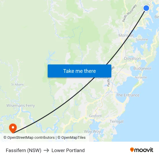 Fassifern (NSW) to Lower Portland map