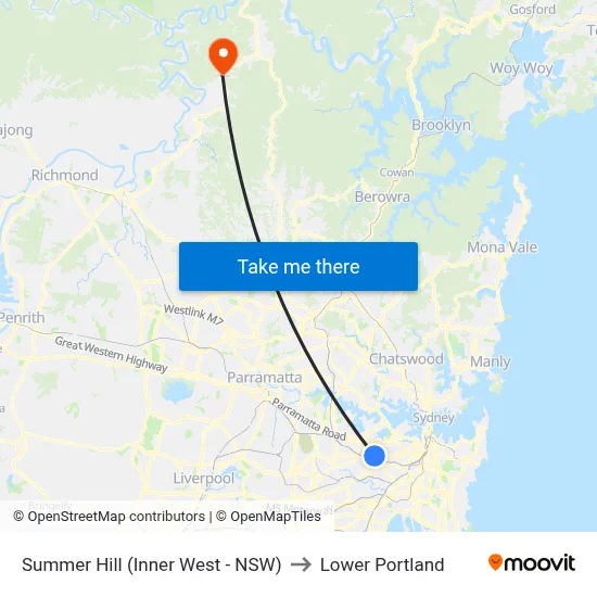 Summer Hill (Inner West - NSW) to Lower Portland map