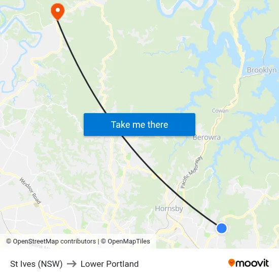 St Ives (NSW) to Lower Portland map