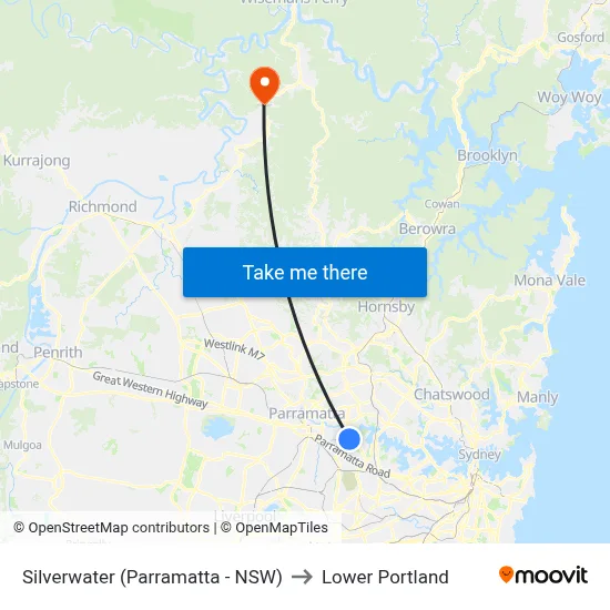 Silverwater (Parramatta - NSW) to Lower Portland map