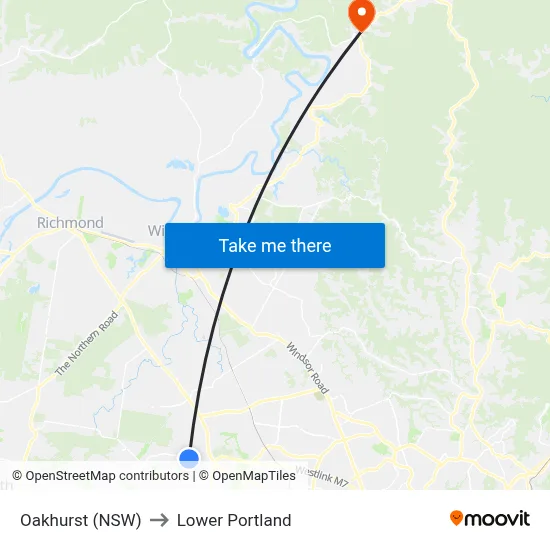 Oakhurst (NSW) to Lower Portland map