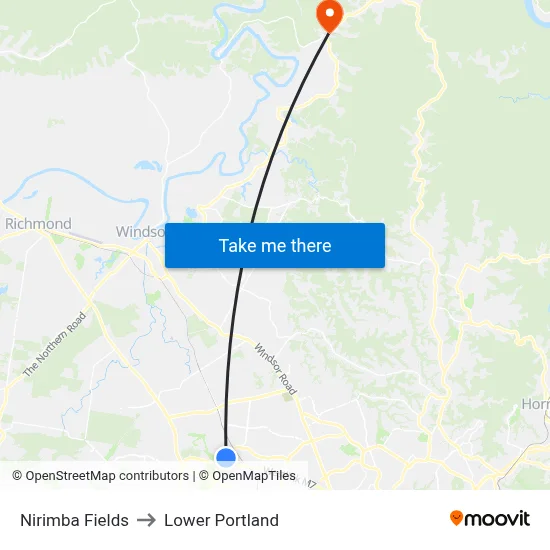 Nirimba Fields to Lower Portland map