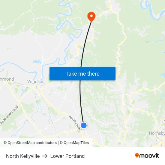 North Kellyville to Lower Portland map