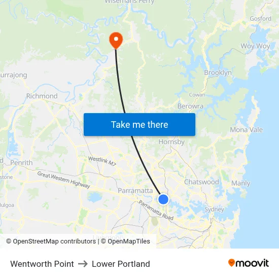 Wentworth Point to Lower Portland map