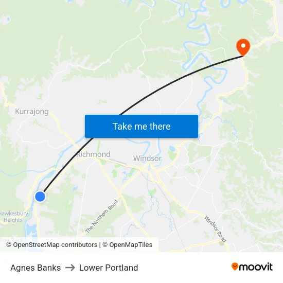 Agnes Banks to Lower Portland map