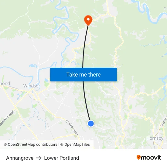 Annangrove to Lower Portland map