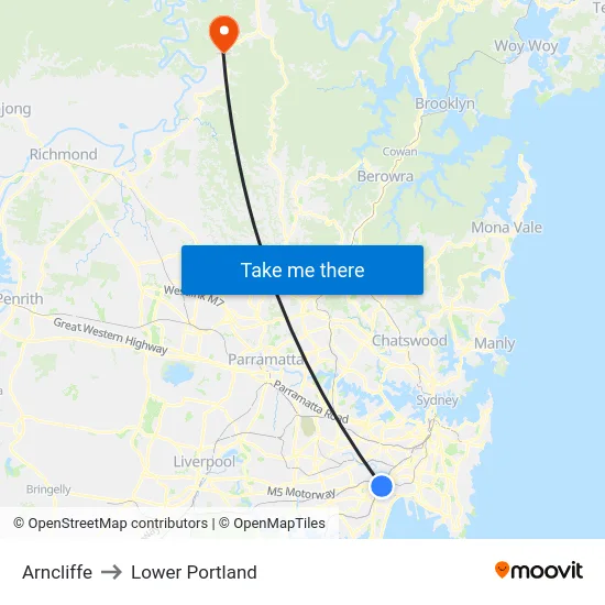 Arncliffe to Lower Portland map
