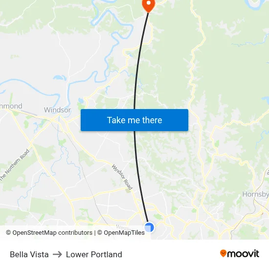 Bella Vista to Lower Portland map