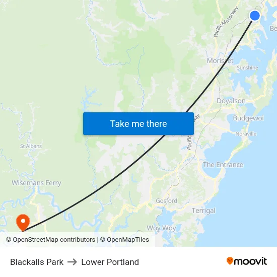 Blackalls Park to Lower Portland map