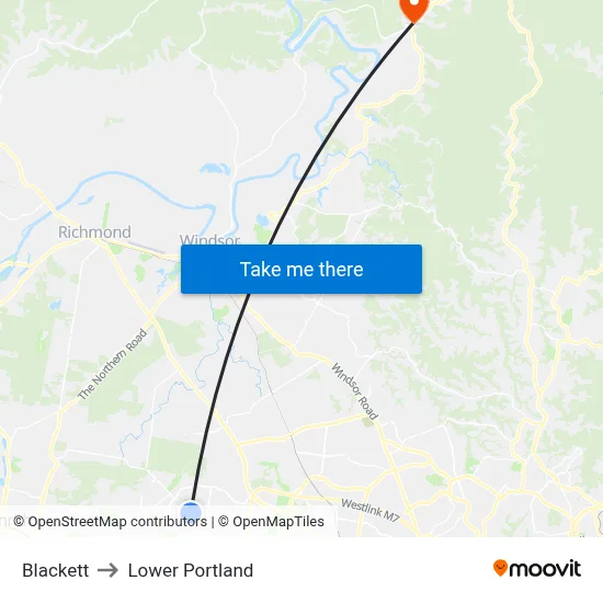 Blackett to Lower Portland map