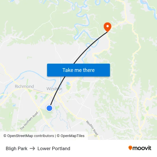 Bligh Park to Lower Portland map