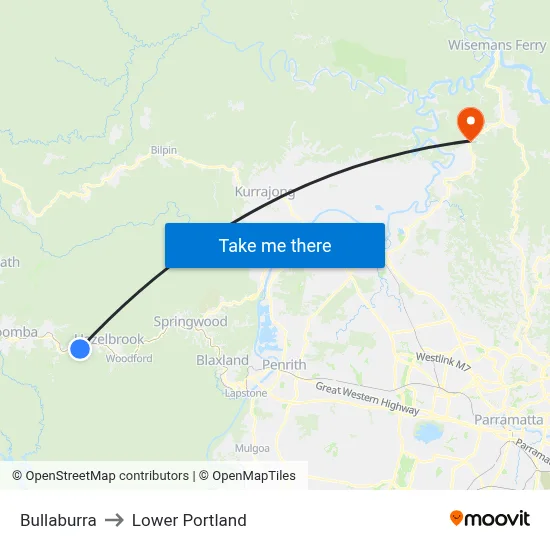 Bullaburra to Lower Portland map