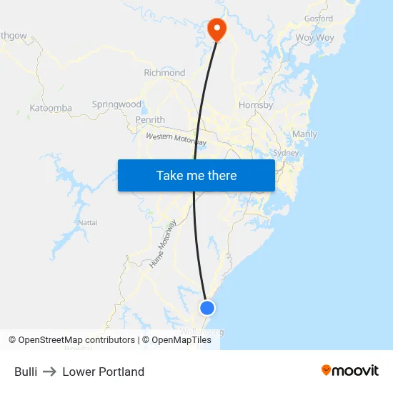 Bulli to Lower Portland map