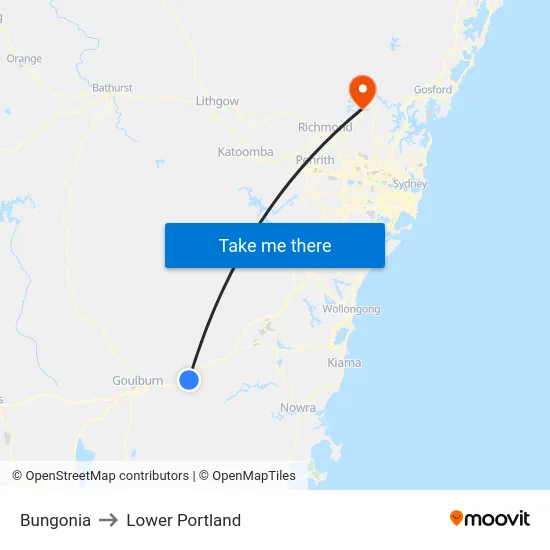 Bungonia to Lower Portland map