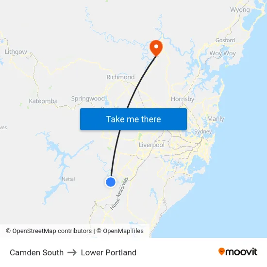 Camden South to Lower Portland map