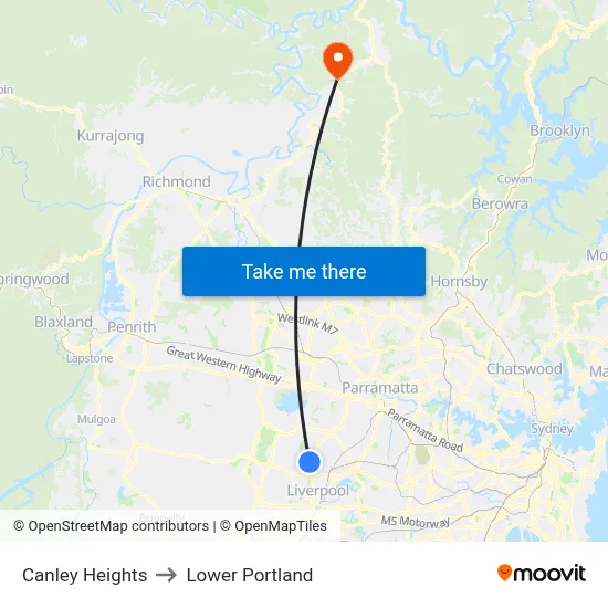 Canley Heights to Lower Portland map