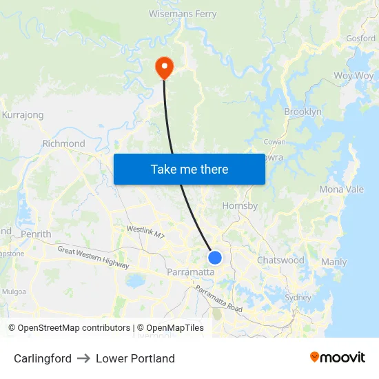 Carlingford to Lower Portland map