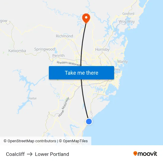 Coalcliff to Lower Portland map
