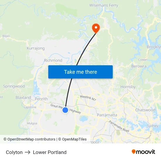 Colyton to Lower Portland map