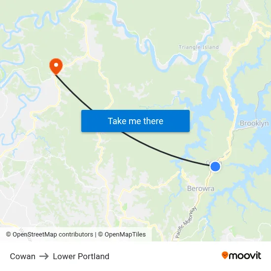 Cowan to Lower Portland map