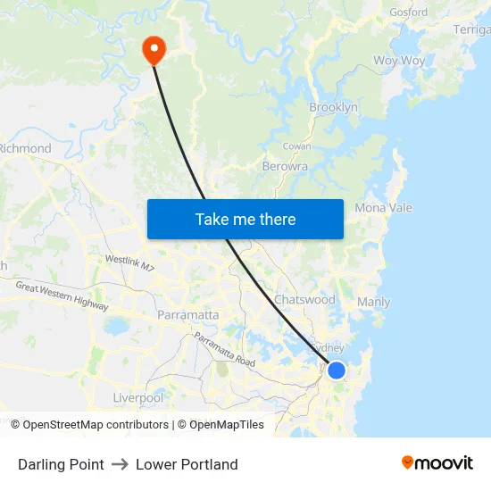 Darling Point to Lower Portland map
